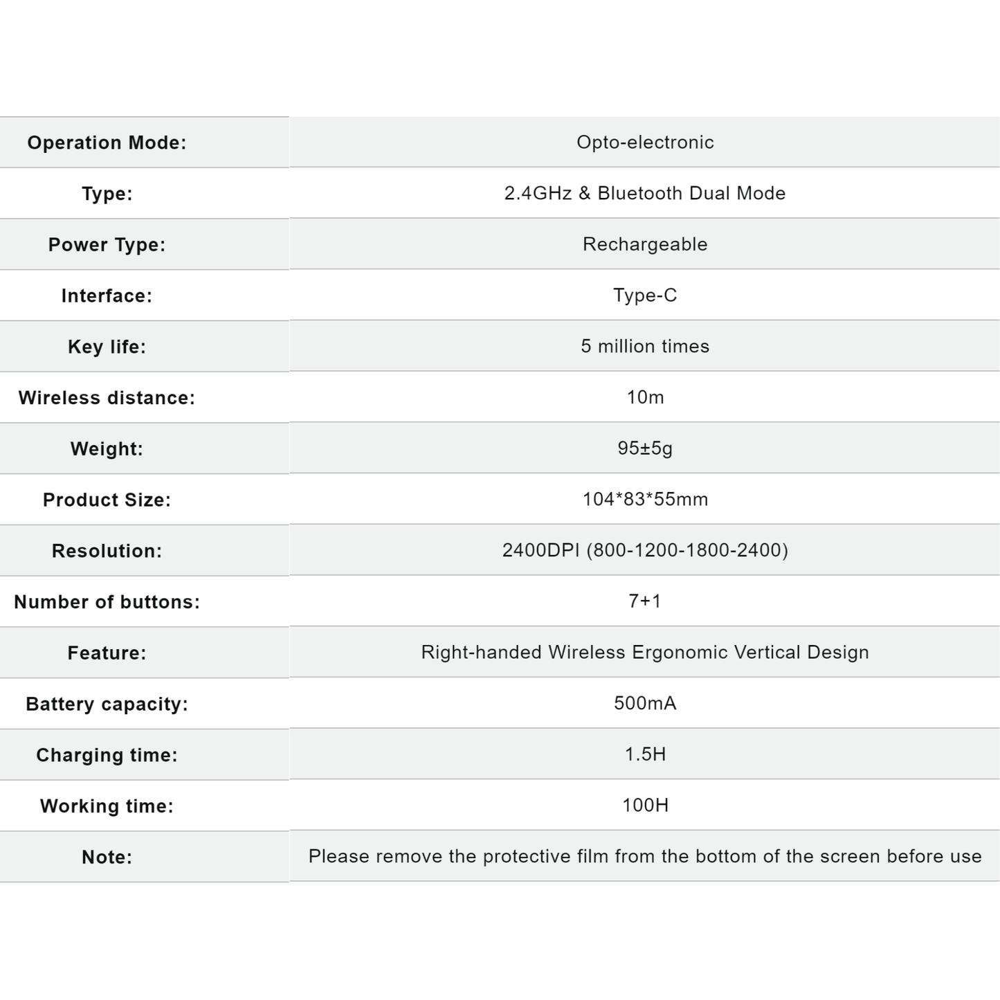 ERGONOMIC WIRELESS MOUSE - DUAL MODE ( BTM008)
