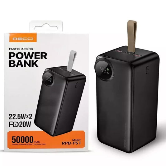 Recci 22.5W 50000mAh USB Power Bank Battery Pack Charger for All Mobile Phone