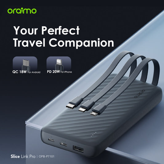 Oraimo 22.5W Super Fast Charging 10000mAH - 3 Cables built in