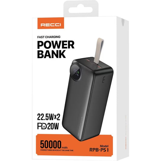 Recci 22.5W 50000mAh USB Power Bank Battery Pack Charger for All Mobile Phone