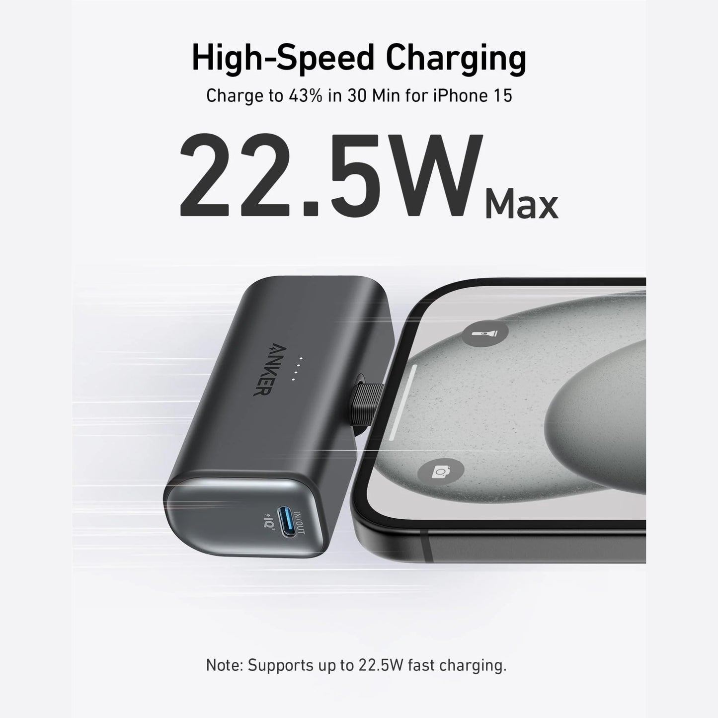 Anker Mini Portable Charger with Built-In Foldable USB-C Connector