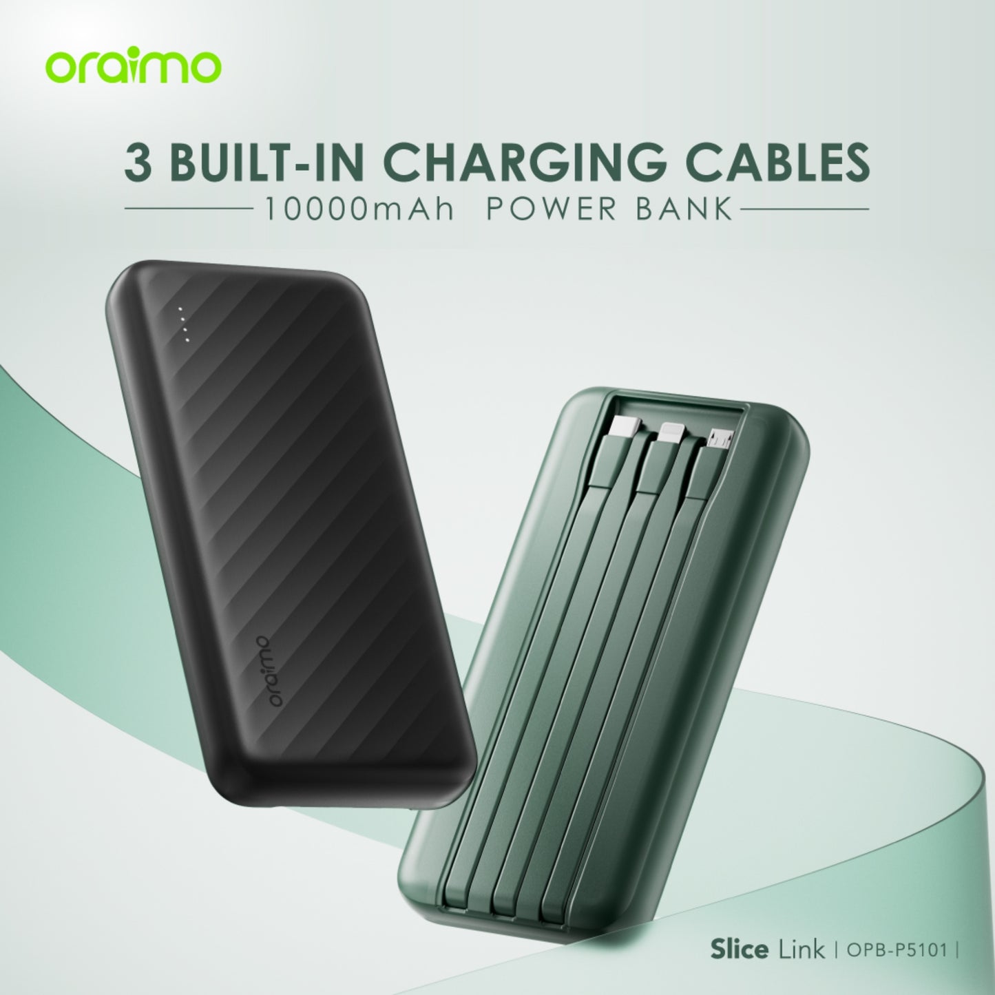 Oraimo 22.5W Super Fast Charging 10000mAH - 3 Cables built in