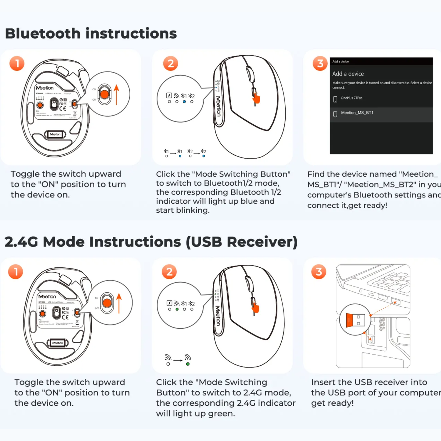 ERGONOMIC WIRELESS MOUSE - DUAL MODE ( BTM008)