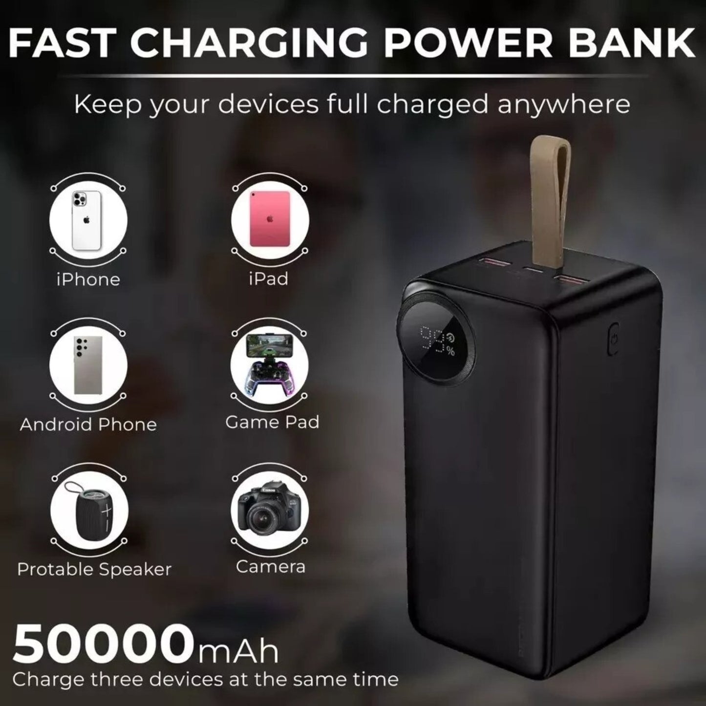 Recci 22.5W 50000mAh USB Power Bank Battery Pack Charger for All Mobile Phone