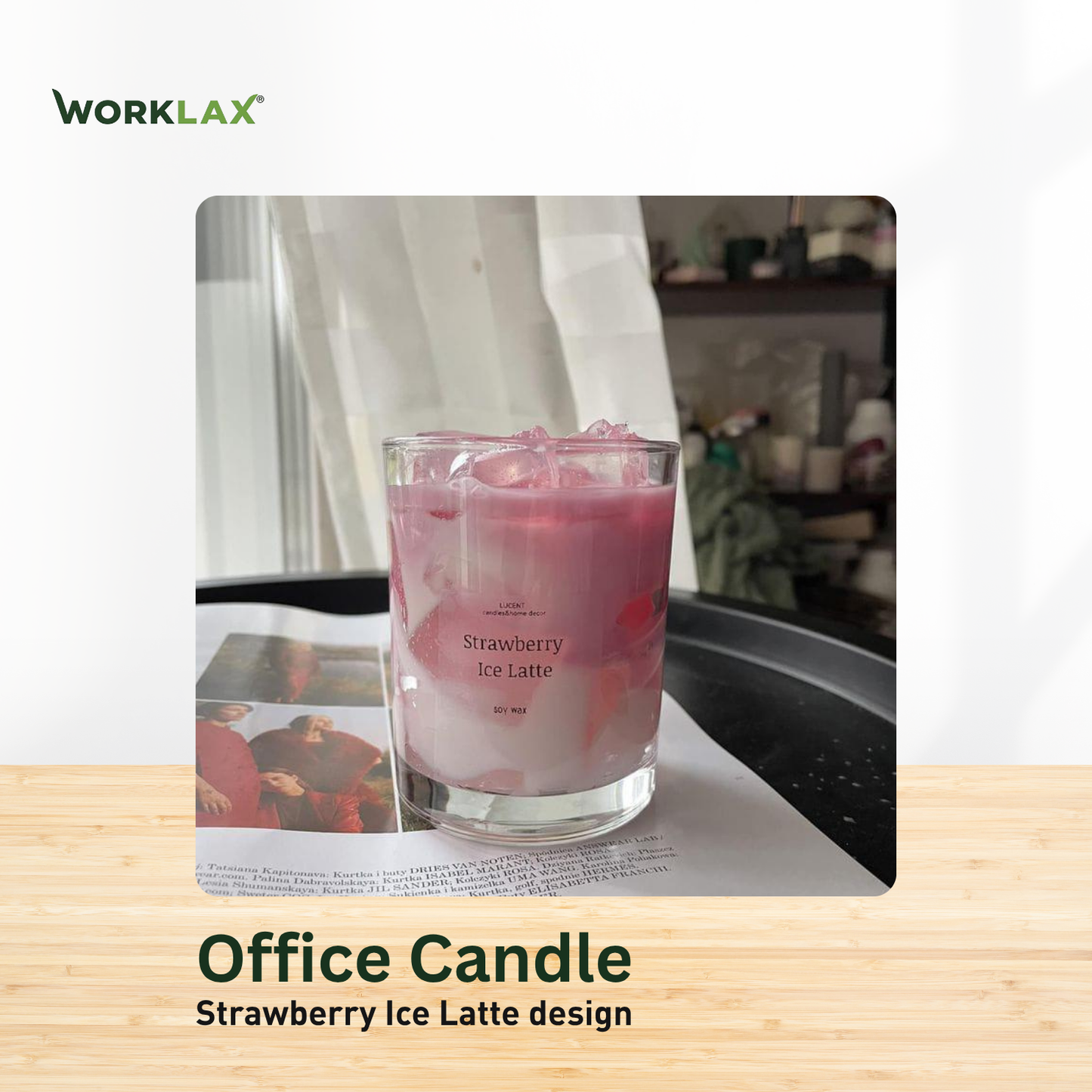 Office Candle - Strawberry Ice Latte design