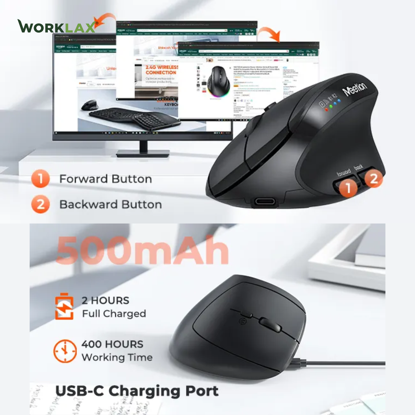 ERGONOMIC WIRELESS MOUSE - DUAL MODE ( BTM008)