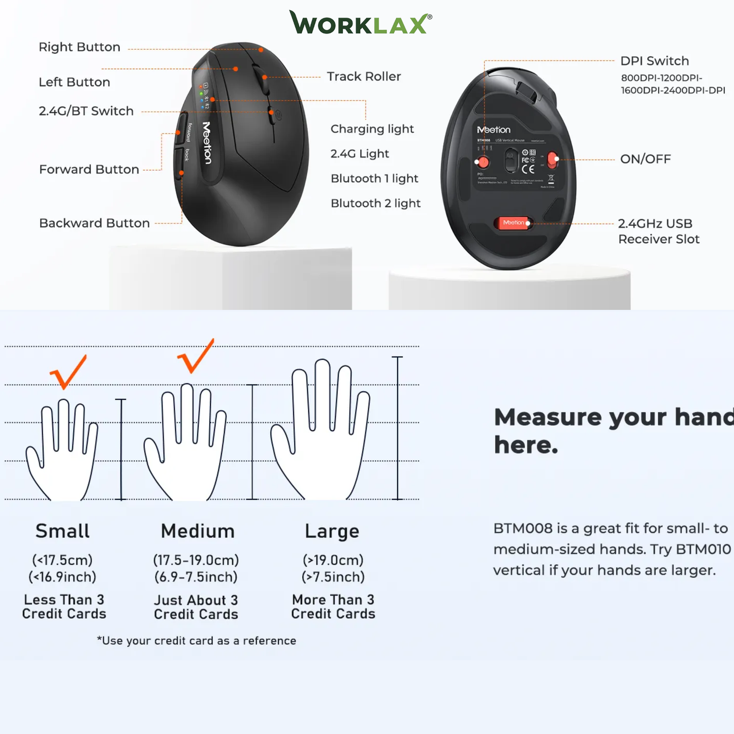 ERGONOMIC WIRELESS MOUSE - DUAL MODE ( BTM008)